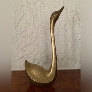 Large brass swan 13.5” ht